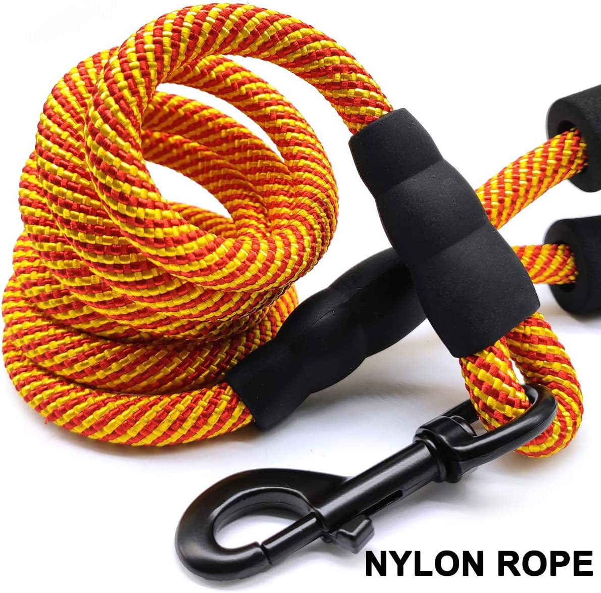 6FT Heavy Duty Rope Dog Leash – Durable Nylon Pet Lead with Soft Padded Handle, 1/2'' Thick, for Medium & Large Dogs (Orange)