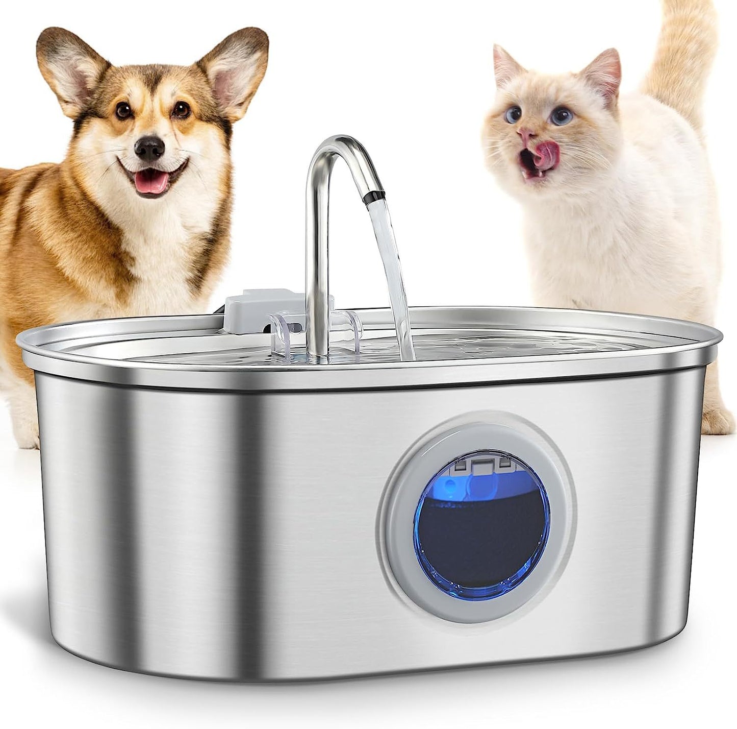 Premium Stainless Steel Pet Water Fountain – 3.2L, Rechargeable, Motion Sensor, Quiet & Easy to Clean