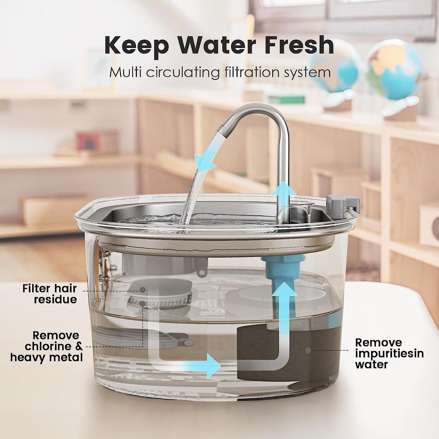Premium Stainless Steel Pet Water Fountain – 3.2L, Rechargeable, Motion Sensor, Quiet & Easy to Clean