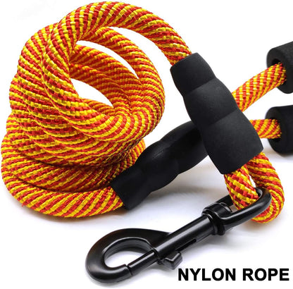 6FT Heavy Duty Rope Dog Leash – Durable Nylon Pet Lead with Soft Padded Handle, 1/2'' Thick, for Medium & Large Dogs (Orange)