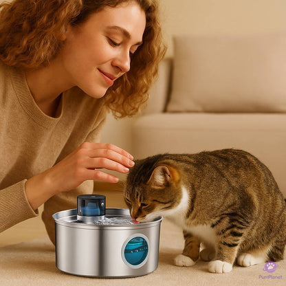 Premium Stainless Steel Pet Water Fountain – 3.2L, Rechargeable, Motion Sensor, Quiet & Easy to Clean