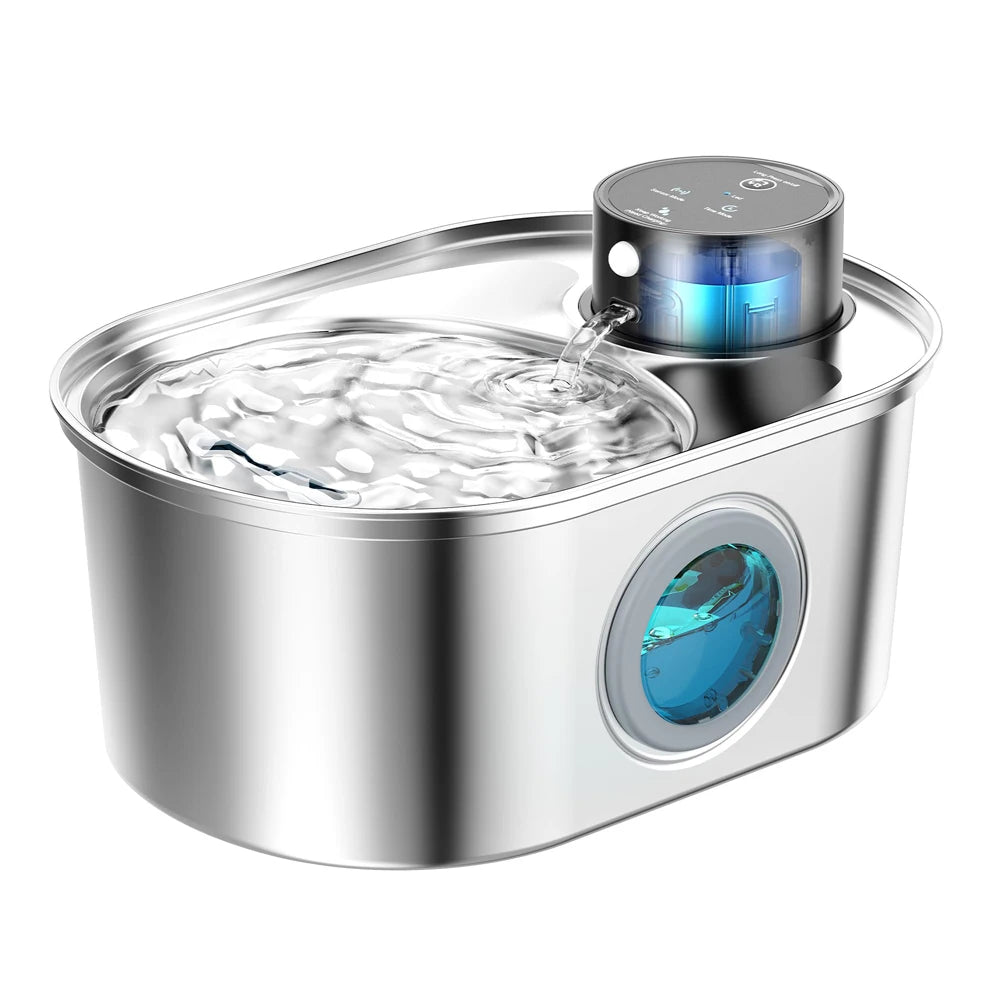 Premium Stainless Steel Pet Water Fountain – 3.2L, Rechargeable, Motion Sensor, Quiet & Easy to Clean